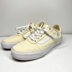 Vans Old Skool Ortholite Yellow Print Shoe Womens Size 7.5 Deluxe Comfort